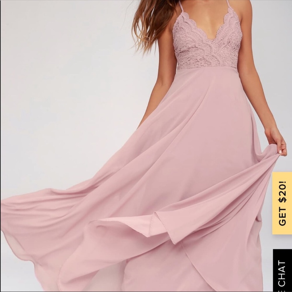 Lulus mauve pink lace maxi dress